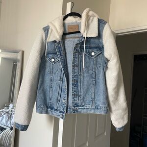 Denim and White Sherpa Jacket
